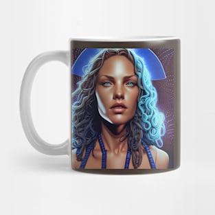 Retro Woman Superhero with blue eyes Mug